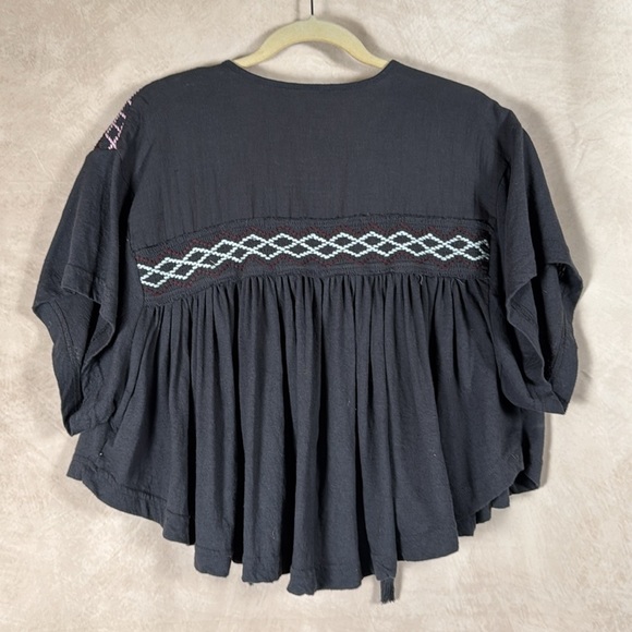 Free People Embroidered Oversized Top Small Boho Oversized Hippie Peasant Flowy - Picture 8 of 14